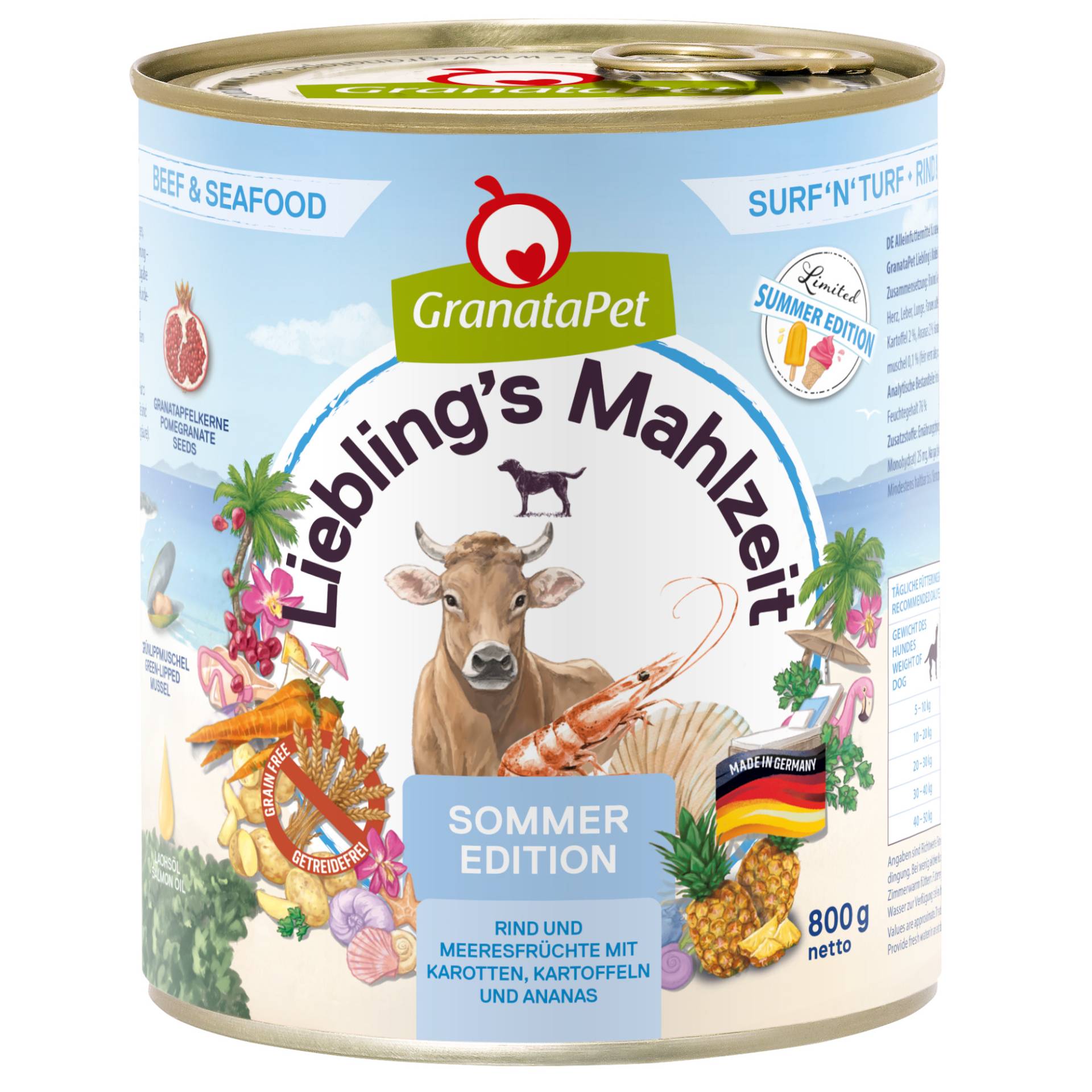 Sparpaket GranataPet Liebling's Mahlzeit 24 x 800 g - Sommeredition - Surf'n'Turf Sparpaket GranataPet Liebling's Mahlzeit 24 x 800 g - Sommeredition - Surf'n'Turf von Granatapet
