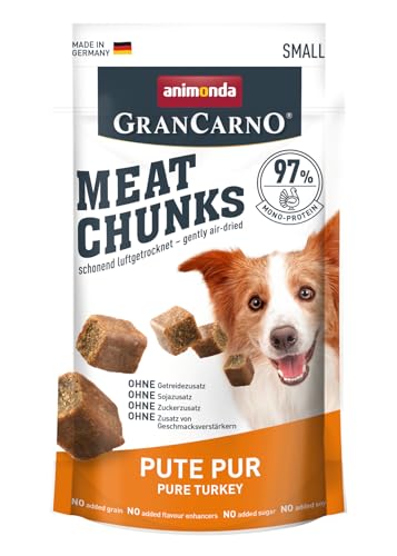 Grancarno Meat Chunks Pute pur (60g), purer Fleisch Premium Hundesnack von animonda für kleine Erwachsene Hunde, getreidefreie Hundeleckerlis für ausgewachsene Hunde von Grancarno