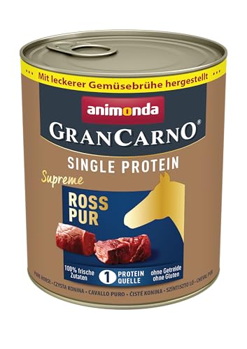 animonda GranCarno Hunde Nassfutter Single Protein Ross pur (6 x 800g), getreidefreies Hundenassfutter ohne Zucker, für ausgewachsene Hunde, mit frischen fleischigen Zutaten von Grancarno