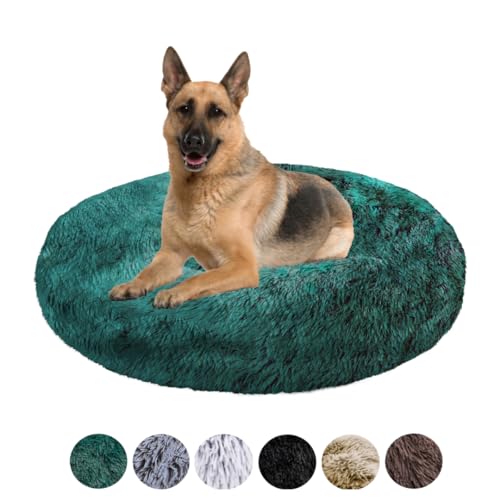 Grand Filippo Fluffy Hundebett Donut 100 cm - Handgefertigt Hundebett Flauschig - Hundekissen Flauschig Katzenbett Waschbar - Hundebett Rund Katzenbett Grün von Grand Filippo