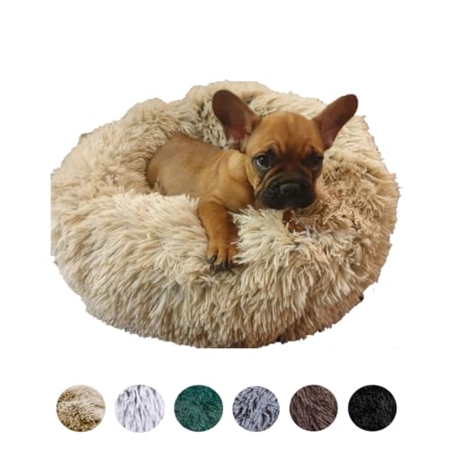 Grand Filippo Fluffy Hundebett Donut 50 cm - Handgefertigt Hundebett Flauschig - Hundekissen Flauschig Katzenbett Waschbar - Hundebett Rund Katzenbett Flauschig Beige von Grand Filippo