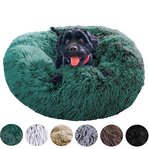 Grand Filippo Fluffy Hundebett Donut 65 cm - Handgefertigt Hundebett Flauschig - Hundekissen Flauschig Katzenbett Waschbar - Hundebett Rund Katzenbett Grün von Grand Filippo