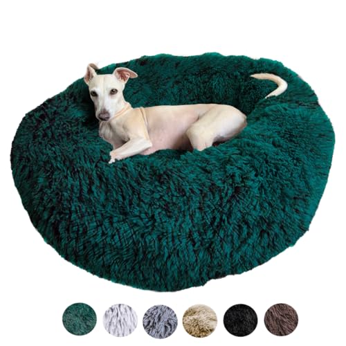 Grand Filippo Fluffy Hundebett Donut 80 cm - Handgefertigt Hundebett Flauschig - Hundekissen Flauschig Katzenbett Waschbar - Hundebett Rund Katzenbett Grün von Grand Filippo