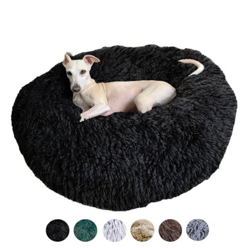 Grand Filippo Fluffy Hundebett Donut 80 cm - Handgefertigt Hundebett Flauschig - Hundekissen Flauschig Katzenbett Waschbar - Hundebett Rund Katzenbett Schwarz von Grand Filippo