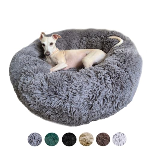 Grand Filippo Fluffy Hundebett mit waschbarem Bezug 80 cm - Handgefertigt Hundebett Flauschig - Hundekissen Flauschig - Katzenbett Maschinenwaschbar - Rund Katzenbett Grau von Grand Filippo