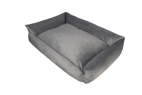 Grand Filippo Hundebett Grosse Hunde Waschbar mit Reißverschluss 120x90 cm - Grau Hundesofa XXL mit Öko-Tex-100-Zertifikat - Hundekorb mit Anti-Rutsch-Funktion - Velvet von Grand Filippo