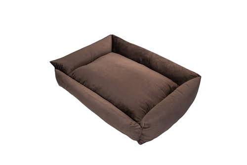 Grand Filippo Hundebett Grosse Hunde Waschbar mit Reißverschluss 95x75 cm - Braun Hundesofa XXL mit Öko-Tex-100-Zertifikat - Hundekorb mit Anti-Rutsch-Funktion - Velvet von Grand Filippo