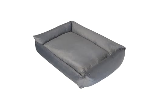 Grand Filippo Hundebett Grosse Hunde Waschbar mit Reißverschluss 95x75 cm - Grau Hundesofa XXL mit Öko-Tex-100-Zertifikat - Hundekorb mit Anti-Rutsch-Funktion - Velvet von Grand Filippo