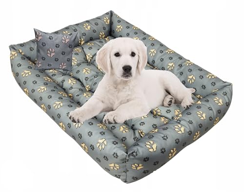 Grand Filippo Hundebett Wasserdicht - Hundebetten für Kleine und Große Hunde - Hunde Bett rutschfeste Unterseite - Hundekorb - Hundekörbchen 95x75x20 Große Pfote von Grand Filippo