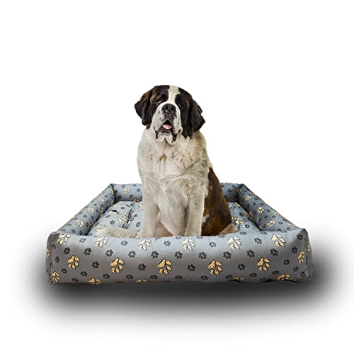 Grand Filippo Hundebett Wasserdicht - Hundebetten für Kleine und Große Hunde - Hunde Bett rutschfeste Unterseite - Hundekorb - Hundekörbchen 120x90x20 Große Pfote von Grand Filippo