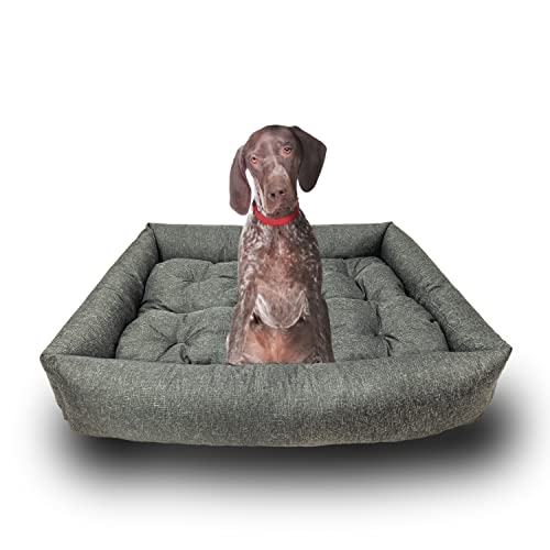 Grand Filippo Hundebett Wasserdicht - Hundebetten für Kleine und Große Hunde - Hunde Bett rutschfeste Unterseite - Hundekorb - Hundekörbchen 95x75x20 Schwarzes Leinen von Grand Filippo