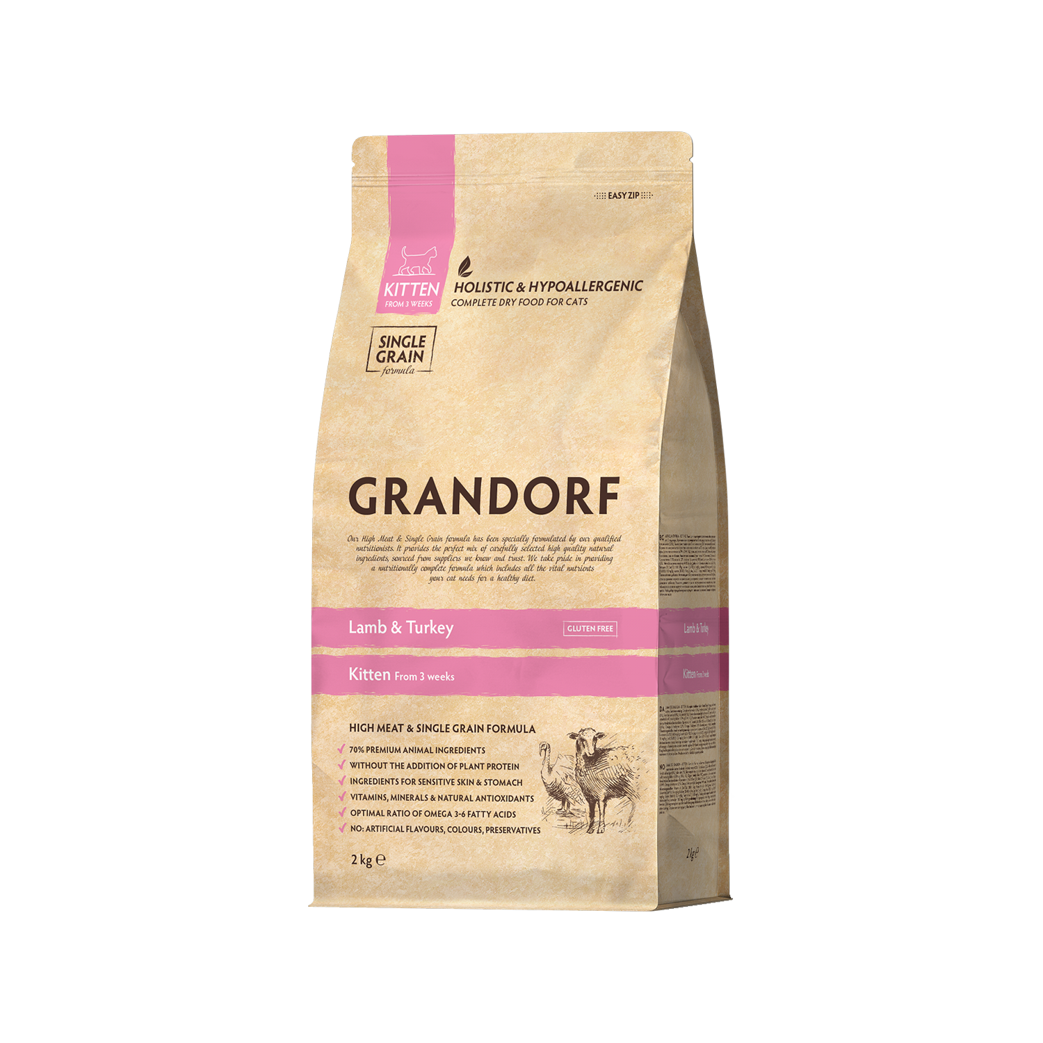 Grandorf All Breeds Kitten - Lamm & Pute - 2 kg von Grandorf