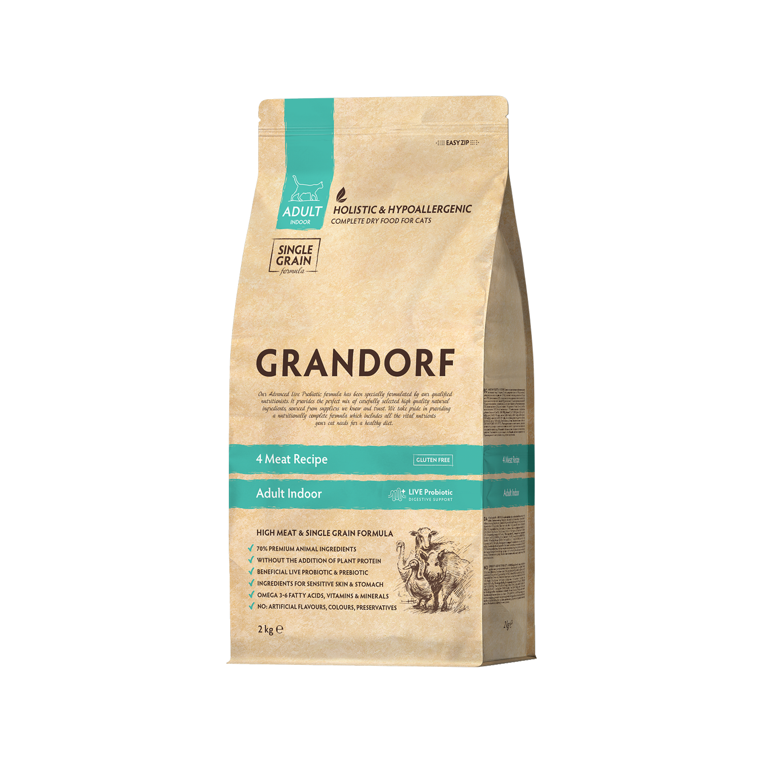 Grandorf Indoor Adult - 4 Meat - 2 kg von Grandorf