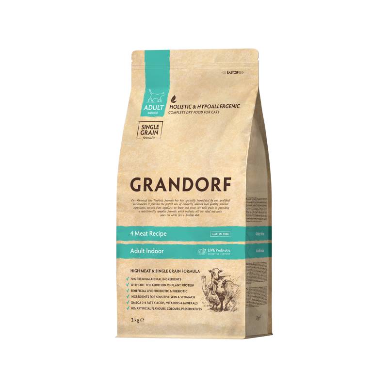 Grandorf Indoor Adult - 4 Meat - 2 kg Grandorf Indoor Adult - 4 Meat - 2 kg von Grandorf