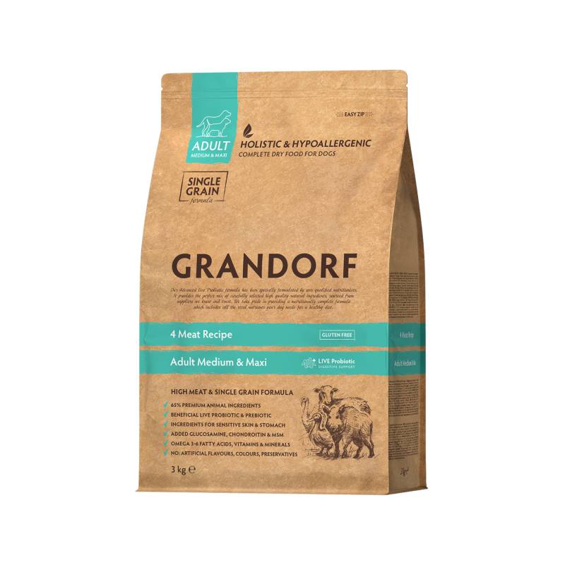 Grandorf Medium & Maxi Breeds Adult - 4 Meat - 3 kg Grandorf Medium & Maxi Breeds Adult - 4 Meat - 3 kg von Grandorf