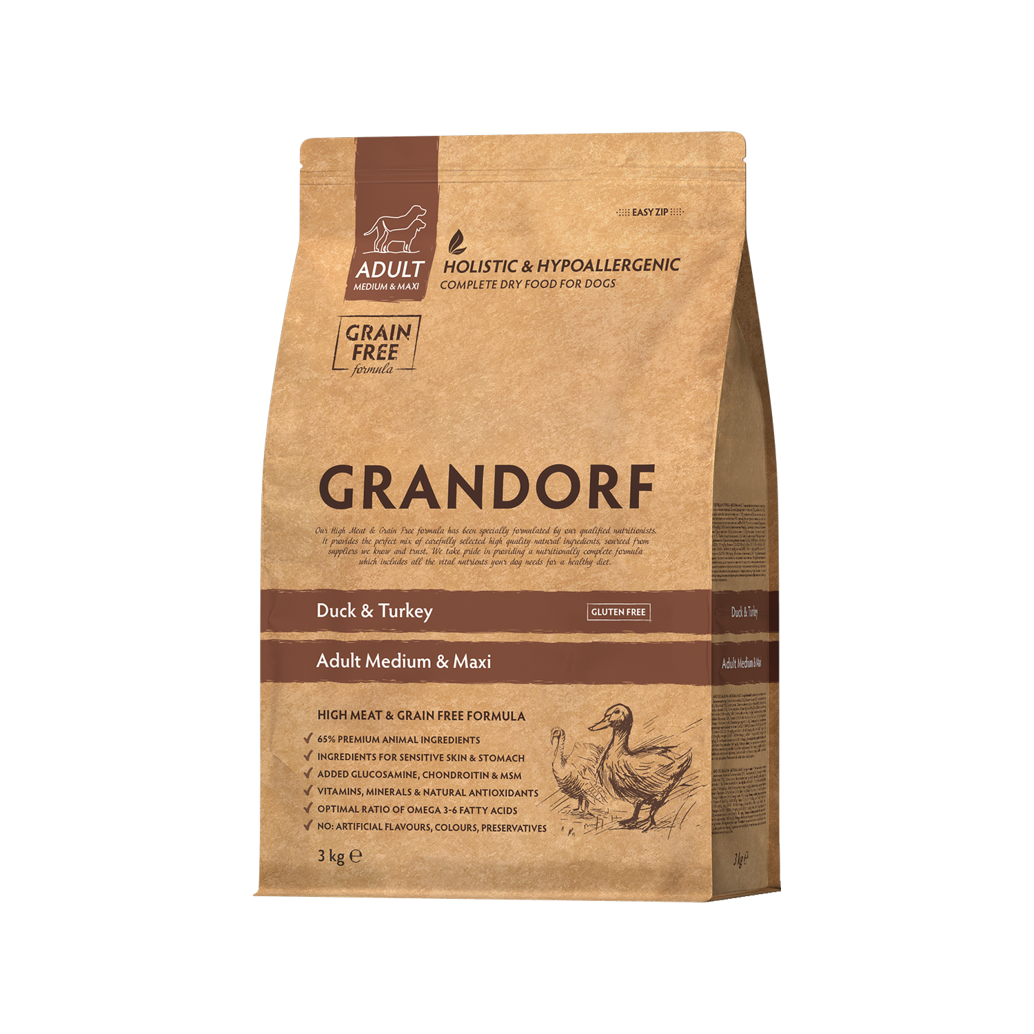 Grandorf Medium & Maxi Breeds Adult - Ente & Truthahn - 3 kg von Grandorf