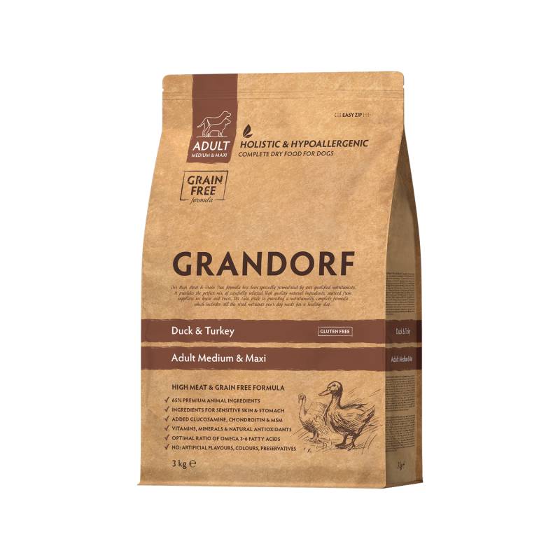 Grandorf Medium & Maxi Breeds Adult - Ente & Truthahn - 3 kg Grandorf Medium & Maxi Breeds Adult - Ente & Truthahn - 3 kg von Grandorf