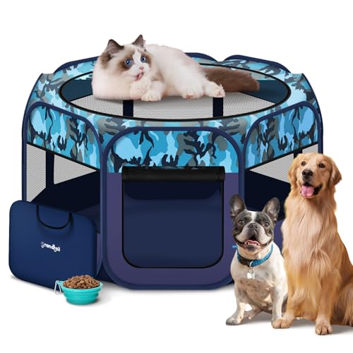 Laufstall für Hunde, tragbarer Katzenlaufstall, Pop-Up-Laufstall, faltbarer Welpenlaufstall, Übungszwinger, Zelt mit Tragetasche, zusammenklappbare Schüssel, wasserabweisend, Schattenabdeckung für Laufstall für Hunde, tragbarer Katzenlaufstall, Pop-Up-Laufstall, faltbarer Welpenlaufstall, Übungszwinger, Zelt mit Tragetasche, zusammenklappbare Schüssel, wasserabweisend, Schattenabdeckung für von Grandtail