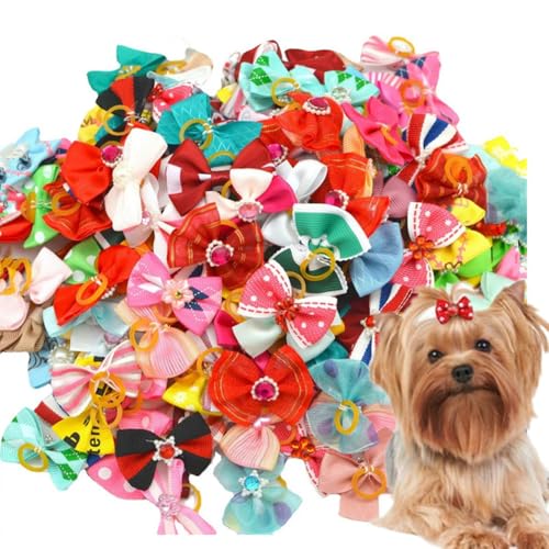 30 Stück Hundeschleifen mit Gummibändern, verschiedene Stile von Hundeschleifen, Dog Bow Styles, mehrere Haarschleifen für Hunde, niedliches Pflegezubehör, Zubehör für Hundehalsbänder von Granmagazz