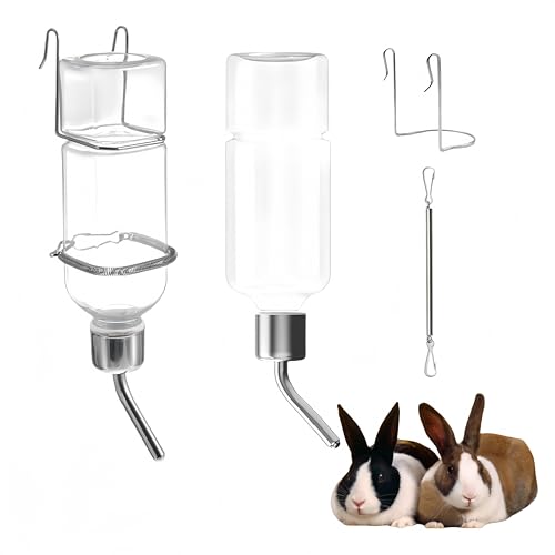 Granmagazz 2 Stück Trinkflasche mit Ständer für Kaninchen, Hamster, Chinchillas, Kaninchen, Meerschweinchen (350 ml) von Granmagazz