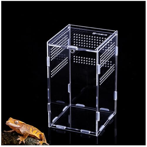 Granmagazz Futterbox für Reptilien, 20 x 12 x 12 cm, Terrarium für Schnecken, Mini-Terrarium, 360 °, transparent, Acryl Terrarium für Spide, Eidechse, Schnecken, Skorpionbehälter (hell1) von Granmagazz
