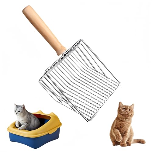 Katzenstreuschaufel,Granmagazz katzenklo Schaufel Metall, Katzenstreu Schaufel Mit Bequemlichkeit Holzgriff,schnell siebend,Katzenstreuschaufel aus Metall,für die meisten Katzentoiletten von Granmagazz