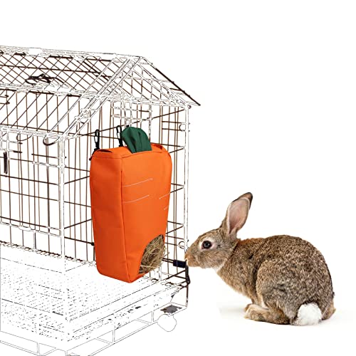 Heutasche Für Kaninchen, Futterstation Für Kleintiere Mit Haken, Hängender Futterspender, 600D Oxford Orange 10 * 7 * 23cm von Grantien