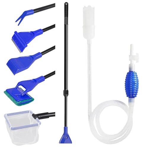 5-in-1-Siphon für Aquarien, Staubsauger und Kiesreiniger, Aquarium-Siphon, Kiesreiniger, Hand-Siphonpumpe für Aquarium, multifunktionales Aquarium-Reinigungsset für Salzwasser und Süßwasser (blau) 5-in-1-Siphon für Aquarien, Staubsauger und Kiesreiniger, Aquarium-Siphon, Kiesreiniger, Hand-Siphonpumpe für Aquarium, multifunktionales Aquarium-Reinigungsset für Salzwasser und Süßwasser (blau) von Grantop