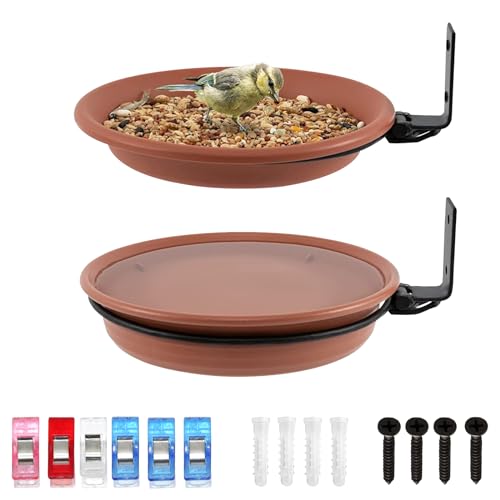 Grantop 2 Stück Vogelfutterspender Und Vogeltränke Set, Vogeltränke Für Balkongeländer, Wassertränke für Vögel, Vogelfutterhaus Balkongeländer Rund Mit Wandhalterung,Anlocken Von Wildvögeln Grantop 2 Stück Vogelfutterspender Und Vogeltränke Set, Vogeltränke Für Balkongeländer, Wassertränke für Vögel, Vogelfutterhaus Balkongeländer Rund Mit Wandhalterung,Anlocken Von Wildvögeln von Grantop