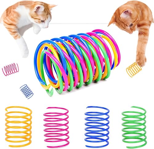 Grantop 40 Stück Katze Spielzeug, Buntes kreatives Kunststoff Spiralfedern Spirale,Spielzeug Neuheit Haustiere Bunte Spiralfedern Spring Spirale für Katze (40 Stück) von Grantop