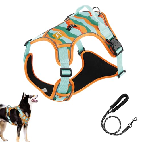 Hundegeschirr,No-Pull Geschirr Hunde,mit Griff,Atmungsaktiv Verstellbare Hunde Brustgeschirr,Reflektierend Weich Gepolstert Dog Harness,Brustgeschirre für Hunde Gehen Laufen Training Outdoor von Grantop