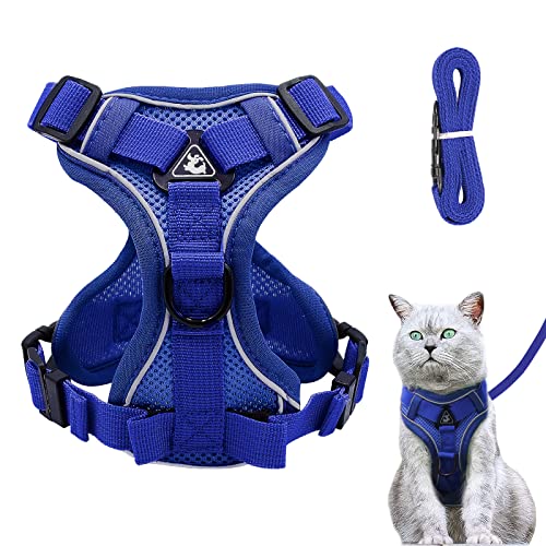Katzengeschirr und Leine Set, Verstellbares Kätzchengeschirr und Leine Set mit reflektierenden Streifen Ausbruchsicher, Katzenweste Geschirr mit LeinenSets für Katzen Hunde Haustiere Gehen (L, von Grantop