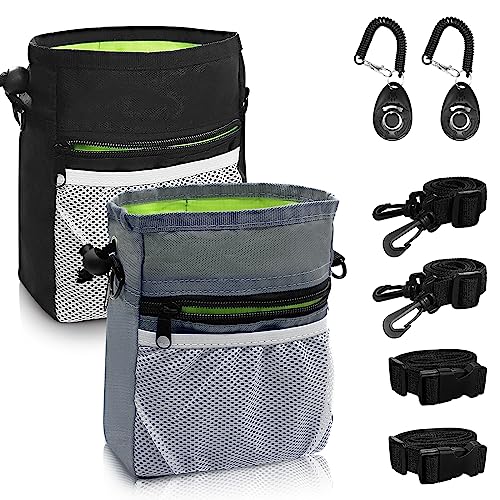 Leckerli-Beutel-Set, Umhängetasche für Spaziergänge mit Trainingsklicker, 3 Tragemöglichkeiten, Leckerli-Trainingstasche, Hundeleckerli-Tasche für Welpen, Reisen oder den Außenbereich (2 Stück, von Grantop