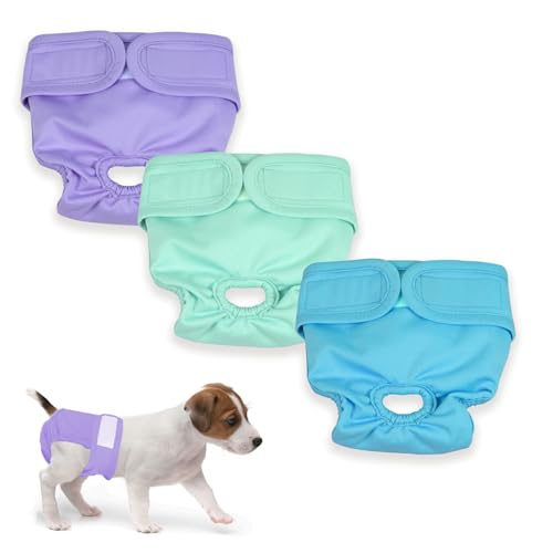 Wiederverwendbare Hundewindeln, hochsaugfähig, weiche Hundewindeln, waschbar und umweltfreundlich, für weibliche Haustiere, 3 Stück Wiederverwendbare Hundewindeln, hochsaugfähig, weiche Hundewindeln, waschbar und umweltfreundlich, für weibliche Haustiere, 3 Stück von Grantop