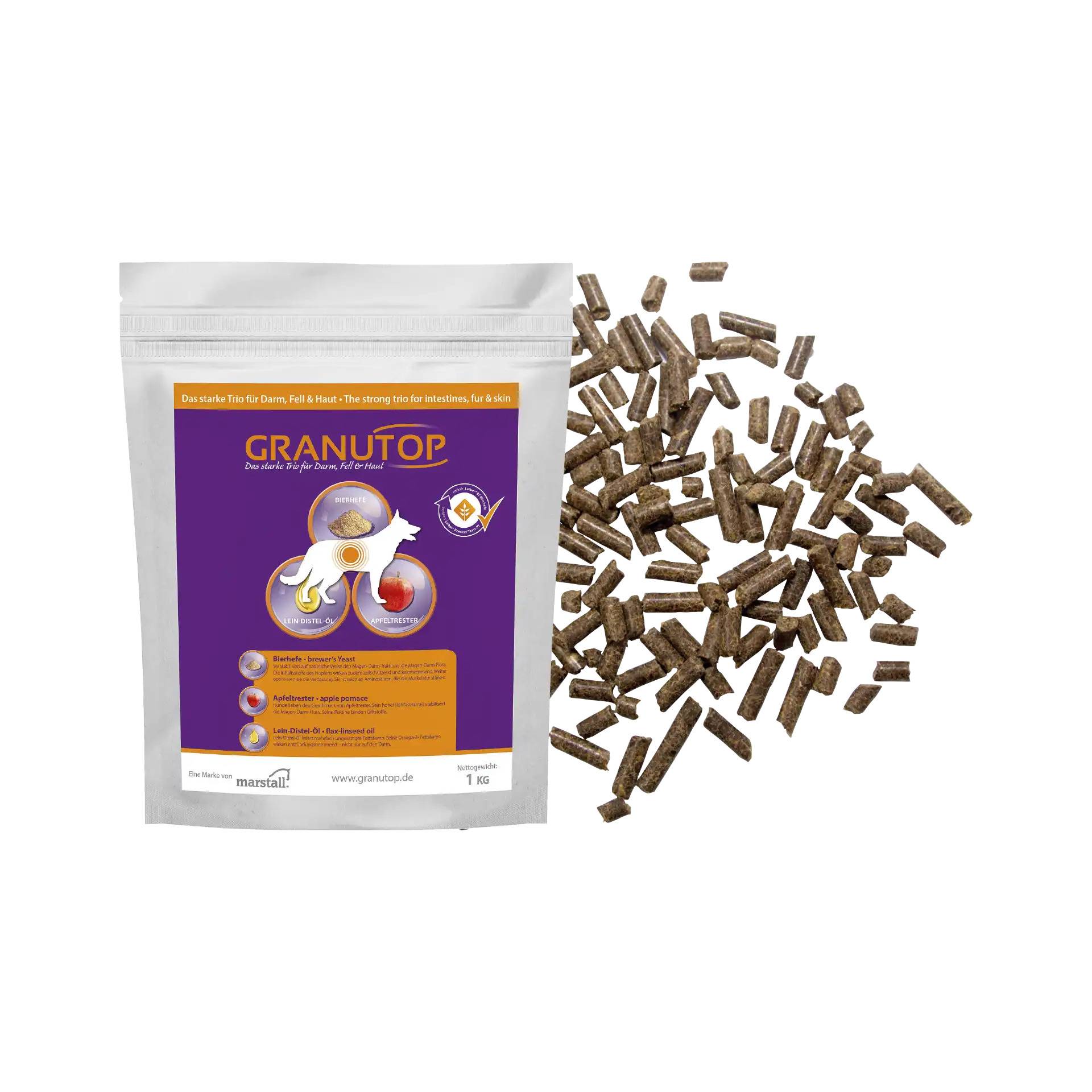 Granutop 1kg Das starke Trio für Darm, Fell & Haut von Granutop