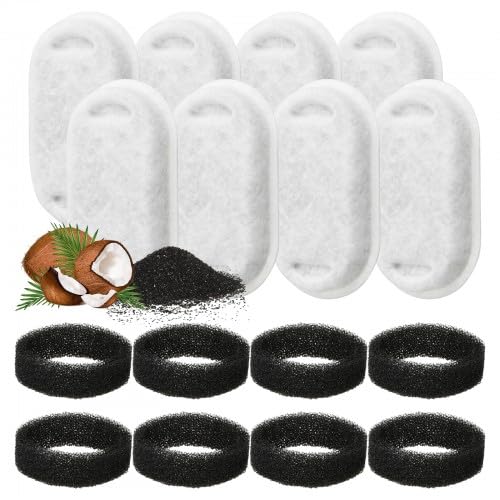 Katzenbrunnen Filter 16 Stück, 8 Stück Schaumfilter Und 8 Stück Kohlefilter, Edelstahl Trinkbrunnen Ersatzfilter für Katzen und Hunde, Wasserfilter Passend für 108oz/3.2L, 67oz/2L Katzenbrunnen Filter 16 Stück, 8 Stück Schaumfilter Und 8 Stück Kohlefilter, Edelstahl Trinkbrunnen Ersatzfilter für Katzen und Hunde, Wasserfilter Passend für 108oz/3.2L, 67oz/2L von Granvoo
