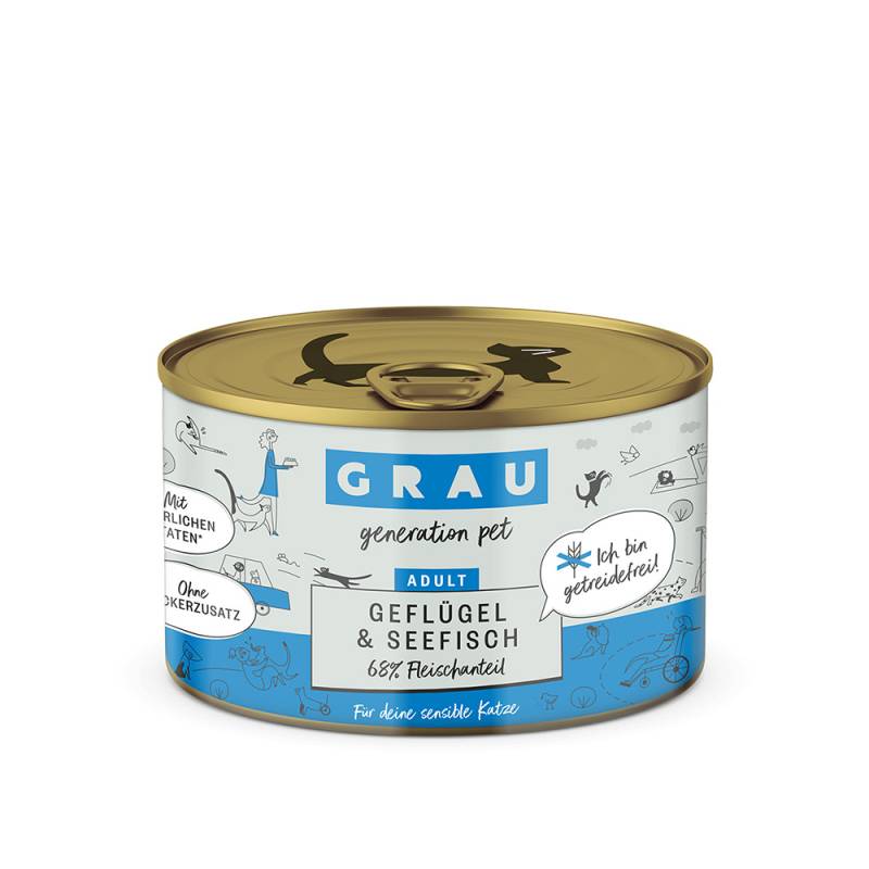 GRAU Adult Getreidefrei 6 x 200 g - Geflügel & Seefisch von Grau