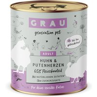 GRAU Adult Getreidefrei 6 x 800 g - Huhn & Putenherzen von Grau