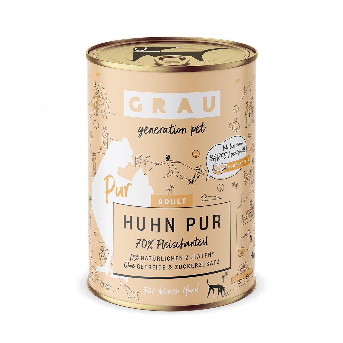 GRAU Hund Adult Huhn Pur 6x400g von Grau