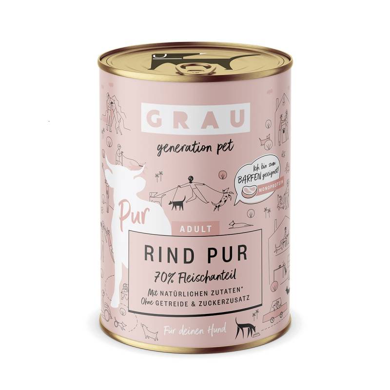 GRAU Hund Adult Rind Pur 6x400g von Grau