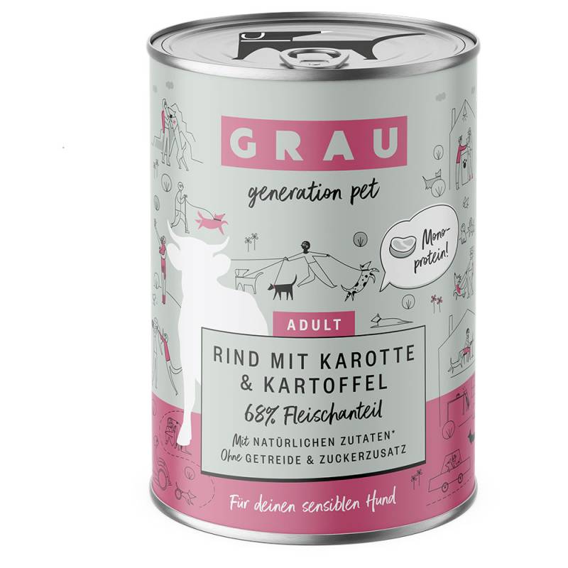 GRAU 6 x 400 g - Rind mit Karotte & Kartoffel von Grau