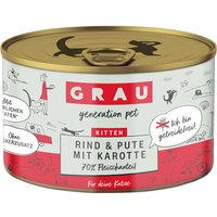 GRAU Kitten Getreidefrei 6 x 200 g - Rind, Pute & Karotten von Grau