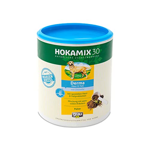 GRAU - das Original - HOKAMIX30 Derma, bei Hautproblemen, für glänzendes Fell und gesunde Haut, 1er Pack (1 x 350 g), Ergänzungsfuttermittel für Hunde von Grau
