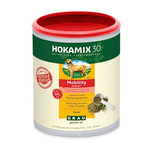 GRAU - das Original - HOKAMIX30 Mobility Gelenkpulver, natürliche Kräutermischung bei Gelenkproblemen, mit Grünlippenmuschel und Teufelskralle, 1er Pack (1 x 350 g), Ergänzungsfuttermittel für Hunde von Grau