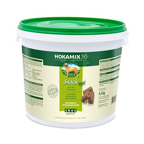 GRAU - das Original - HOKAMIX30 Snack Maxi, der gesunde Vorsorgesnack mit 30 wichtigen Kräutern, 1er Pack (1 x 4,5 kg), Ergänzungsfuttermittel für Hunde von Grau