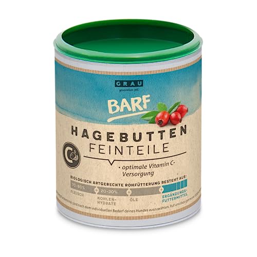 GRAU - das Original - Hagebutten getrocknet, reich an Vitamin C fürs BARFen, 1er Pack (1 x 375 g), Einzelfuttermittel für Hunde von Grau