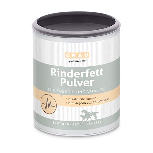 GRAU - das Original - Rinderfettpulver, der schelle Energielieferant mit 80 % Fettanteil, 1er Pack (1 x 200 g), Ergänzungsfuttermittel für Hunde & Katzen von Grau