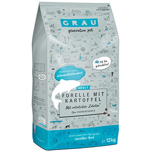 GRAU – das Original – Trockenfutter für Hunde - Forelle mit Kartoffeln (1x 12 kg), getreidefrei, für sensible, erwachsene Hunde von Grau