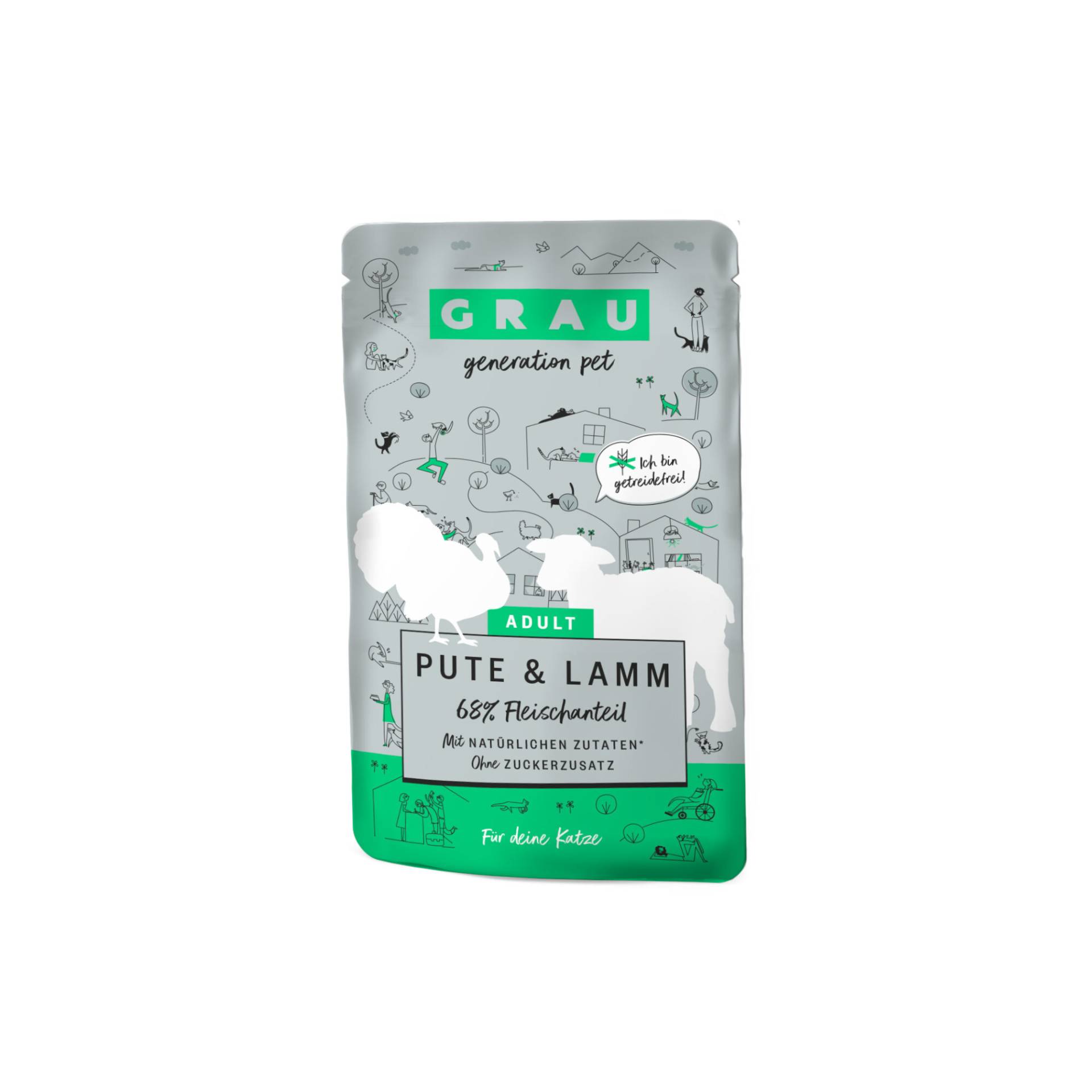 Grau Adult Glutenfreies Katzenfutter - Truthahn & Lamm - Beutel - 16 x 125 von Grau