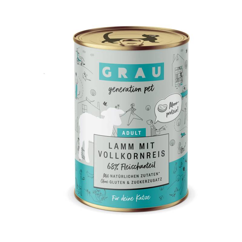 Grau Adult Katzenfutter - Lamm mit Vollkornreis, glutenfrei - 6 x 400 g von Grau